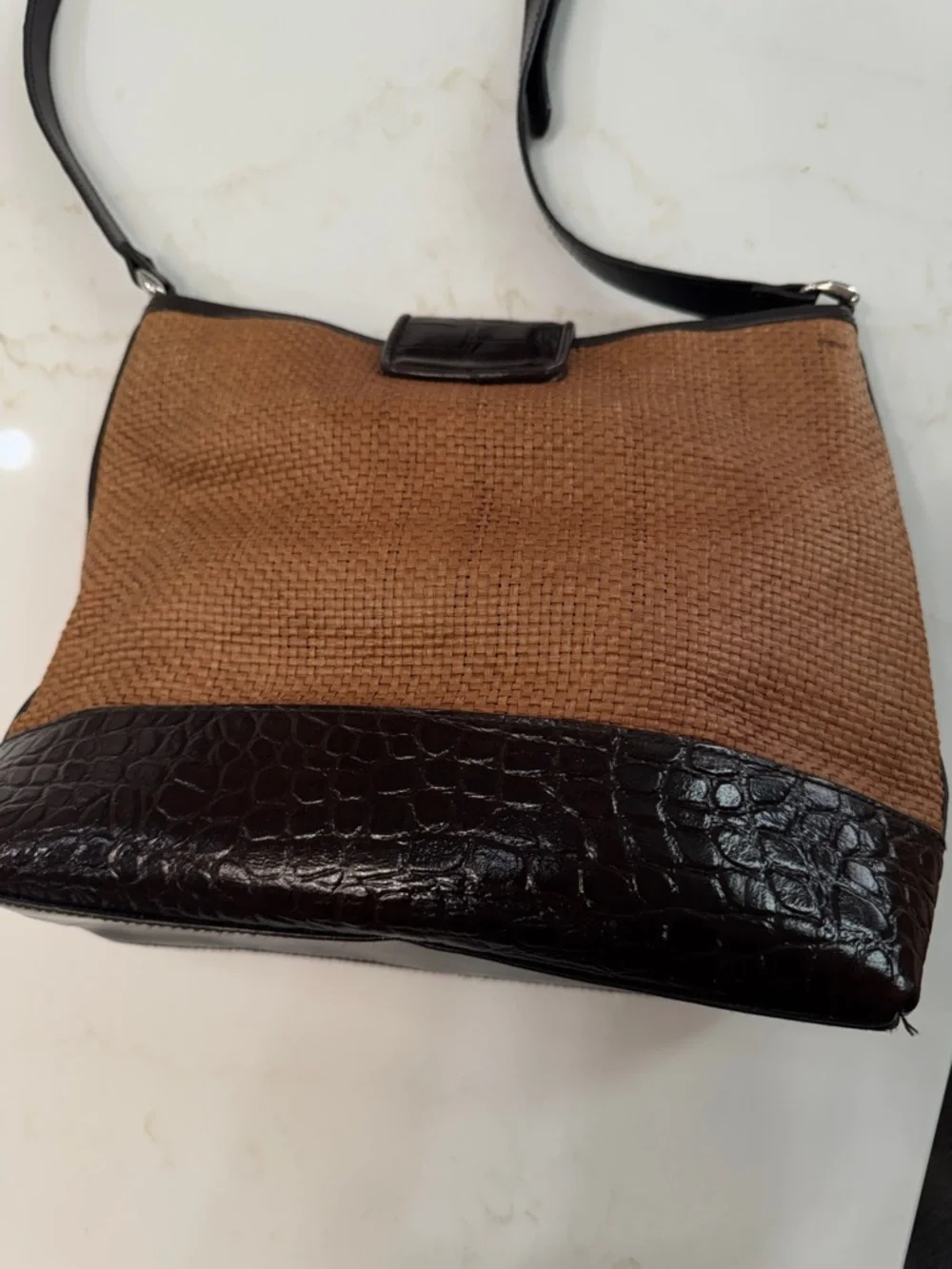 Straw & Croc Embossed Crossbody Bag - Picture 6 of 11